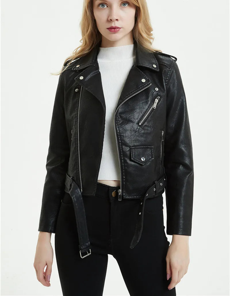 Women's Asymmetrical Faux Leather Jacket - Street Dreams USA