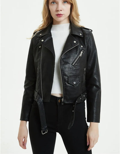 Women's Asymmetrical Faux Leather Jacket - Street Dreams USA