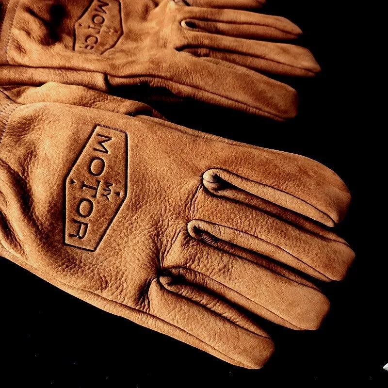 Retro Cowhide Unisex Motorcycle Gloves - Outdoor Safety Gears Online