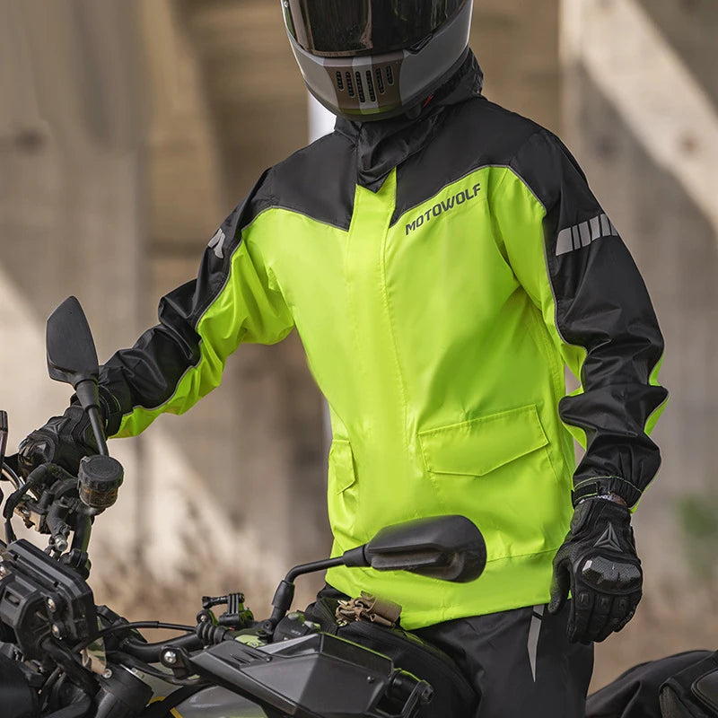 Men's Oxford Waterproof Motorcycle Rain Coat - Bikers Rain Jacket