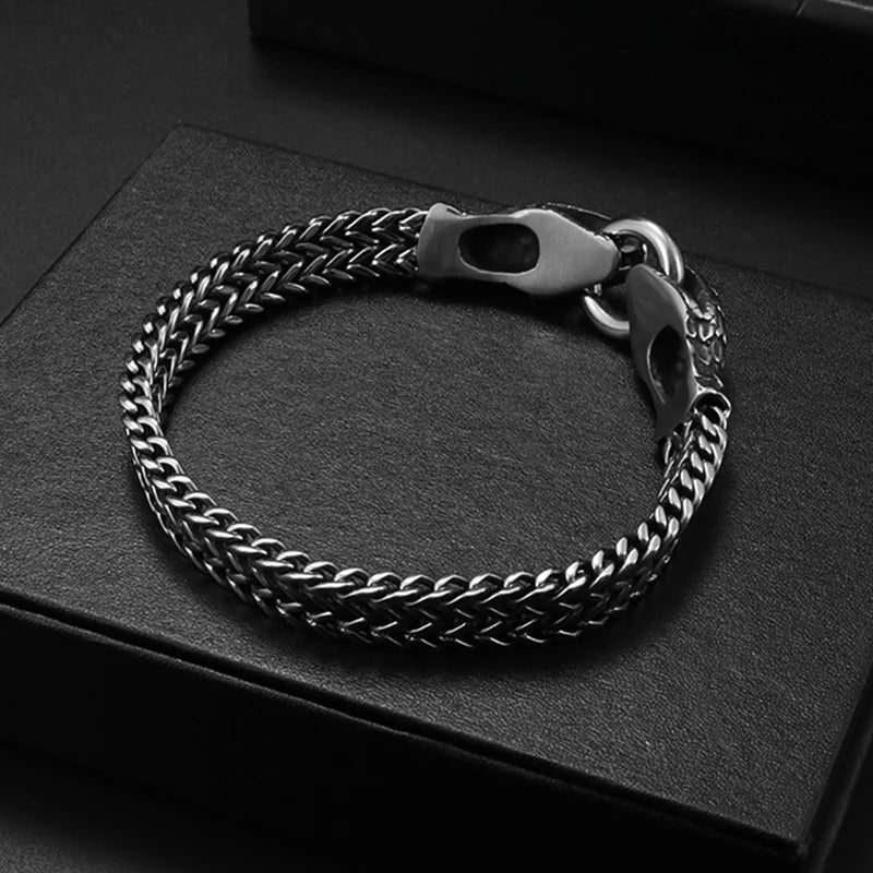 Retro Stainless Steel Double Snake Head Bracelet - Street Dreams USA