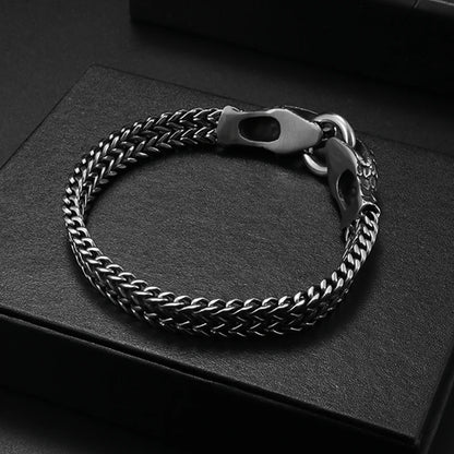 Retro Stainless Steel Double Snake Head Bracelet - Street Dreams USA