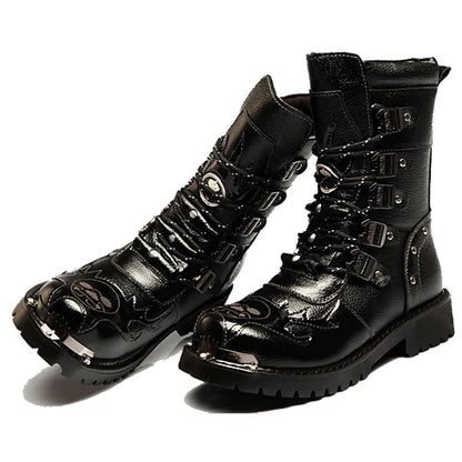 Leather Punk Style Motorcycle Boots - Street Dreams USA