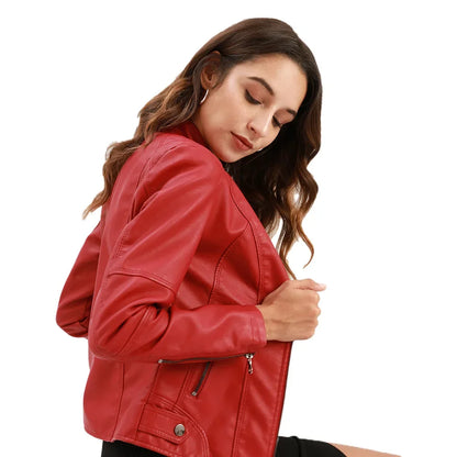 Women's Short Faux Leather Jacket - Street Dreams USA