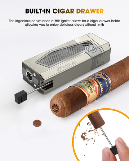 Cigar Torch Lighter with Punch, Holder & Draw Enhancer Online