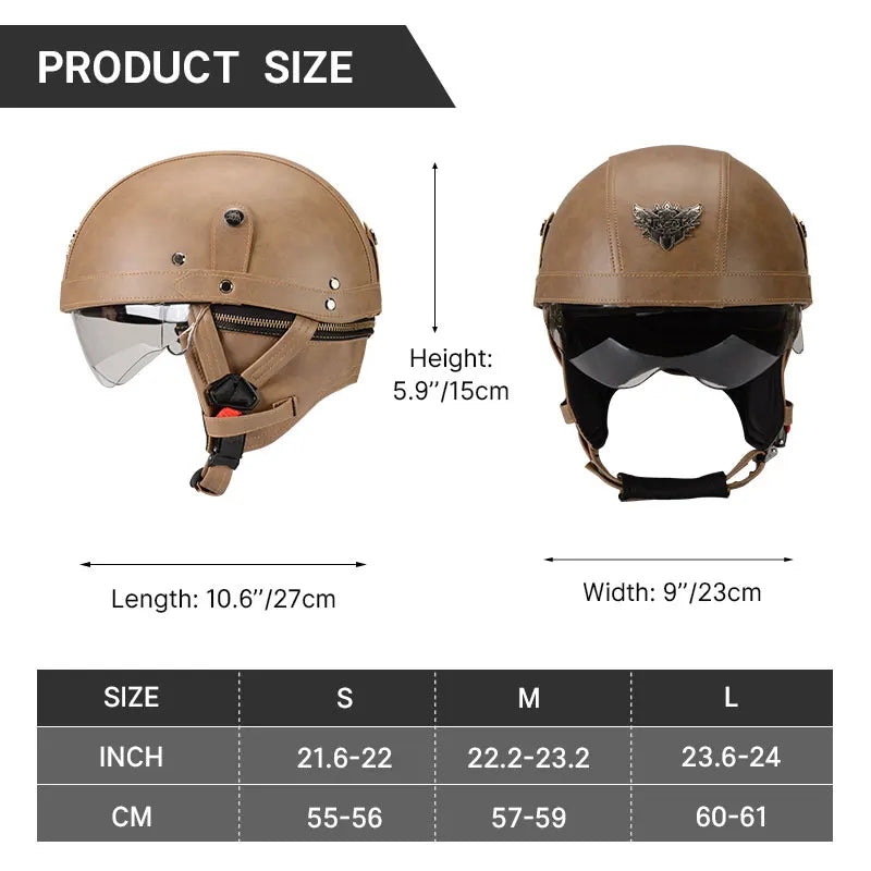 KAESE Vintage Half Face Motorcycle Helmet DOT Approved - Street Dreams USA