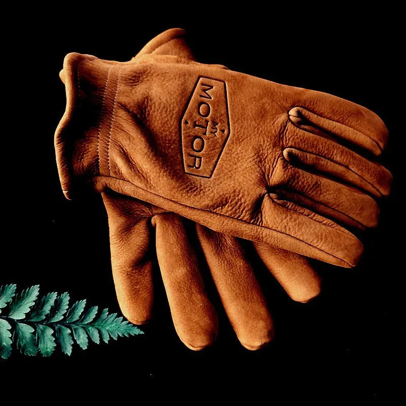 Retro Cowhide Unisex Motorcycle Gloves - Outdoor Safety Gears Online