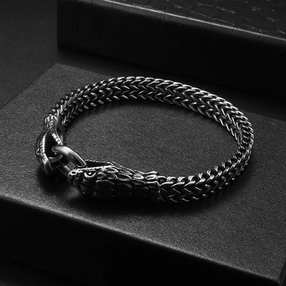 Retro Stainless Steel Double Snake Head Bracelet - Street Dreams USA