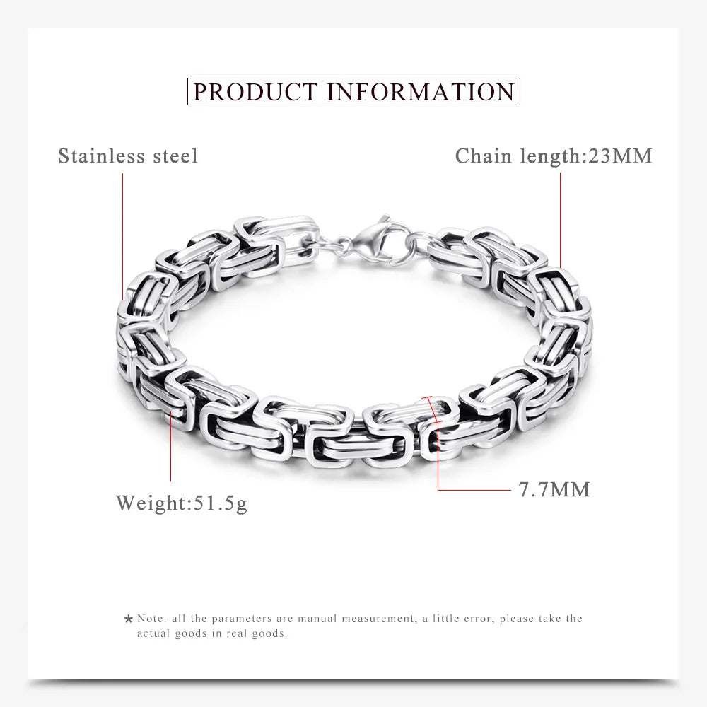 8MM Stainless Steel Chain Bracelet - Men's Motorcycle Lovers Jewelry