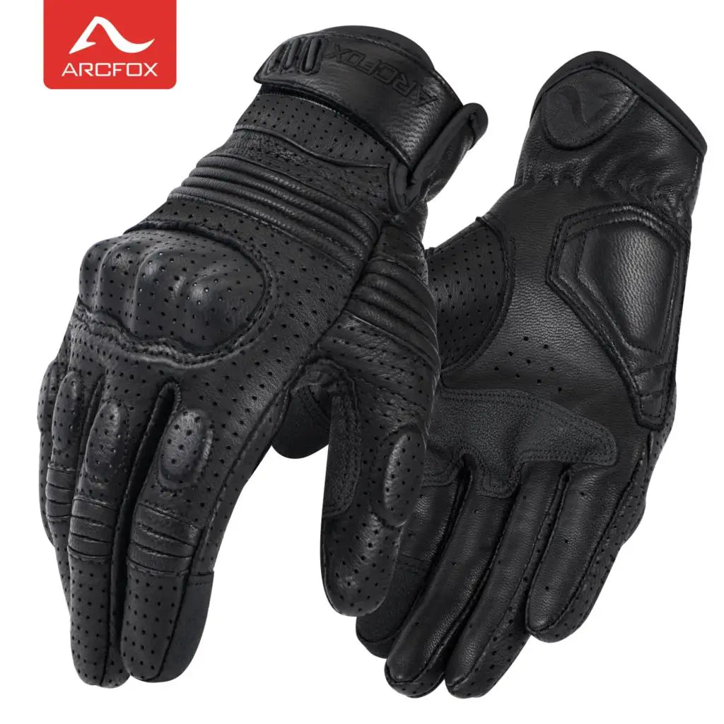 Perforated Genuine Leather Motorcycle Gloves - Bikers Accessories 2024