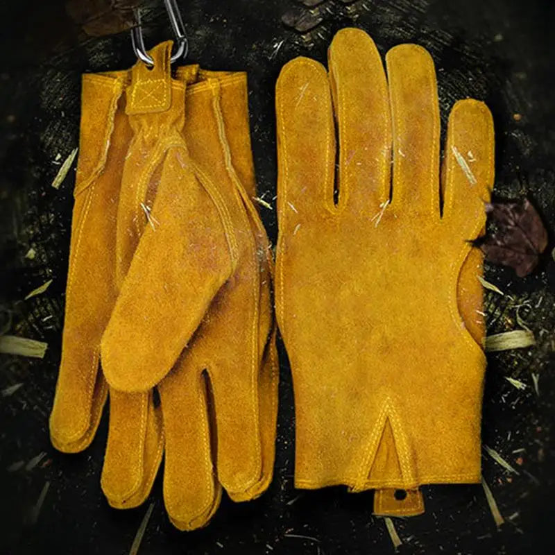 Retro Cowhide Motorcycle Gloves for Men - Safety Gloves For Cutting