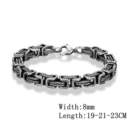 Retro Oxidized Stainless Steel Link Chain Bracelet - Bikers Jewelry