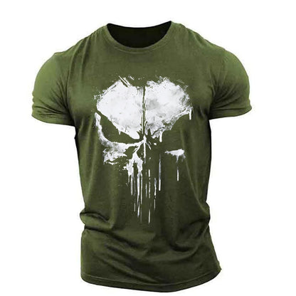 Men's Punisher Skull Print T-shirt - Summer Short Sleeves Top 2024