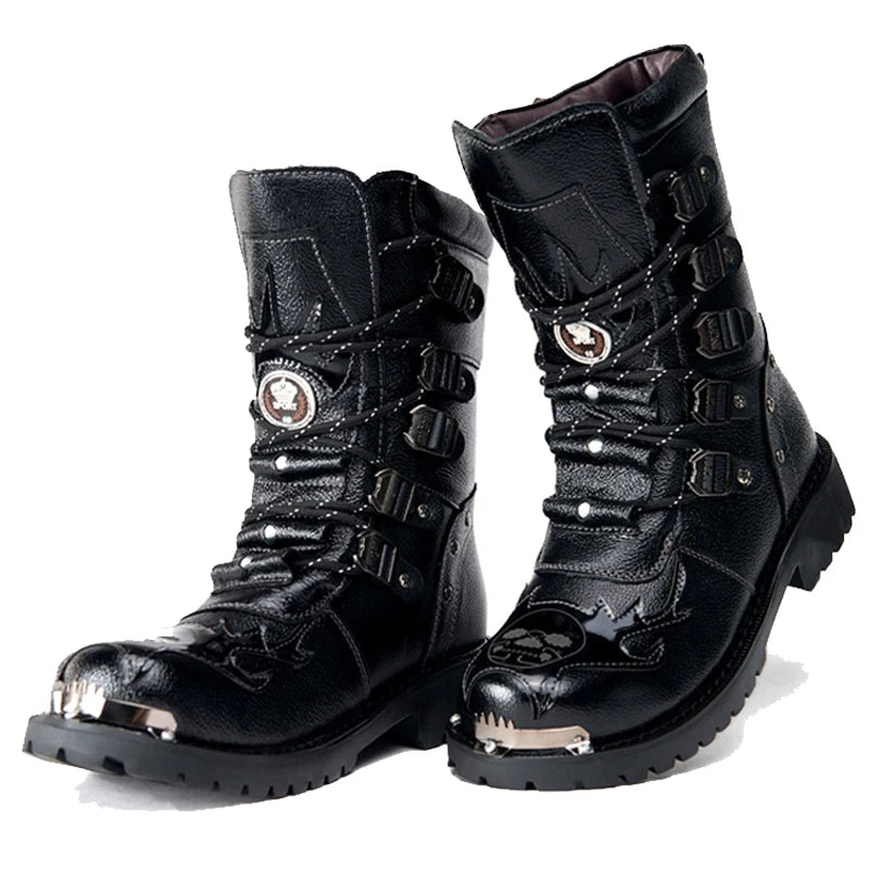 Leather Punk Style Motorcycle Boots - Street Dreams USA