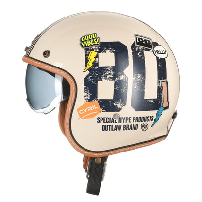 CYRIL Retro 3/4 Open Face Half Motorcycle Helmet  DOT ECE Approved - Street Dreams USA