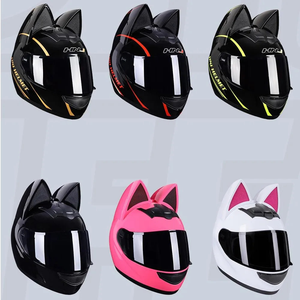 Cute Cat Ears Full Face Motorcycle Helmet - Women's Helmet 2024 Online