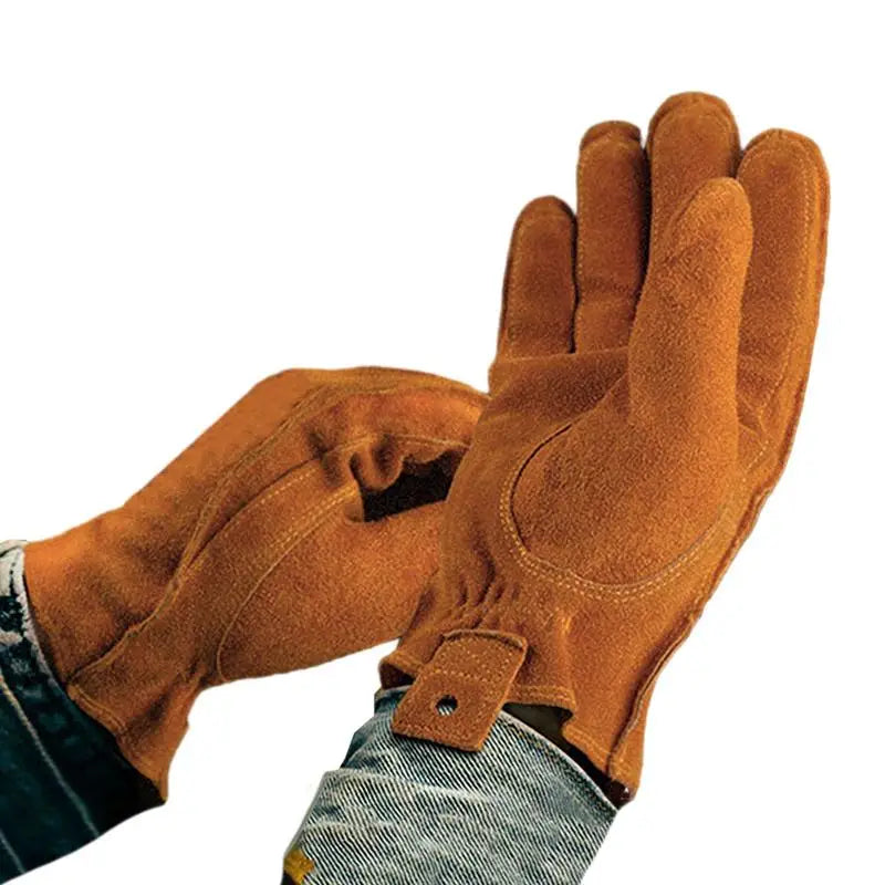 Retro Cowhide Motorcycle Gloves for Men - Safety Gloves For Cutting