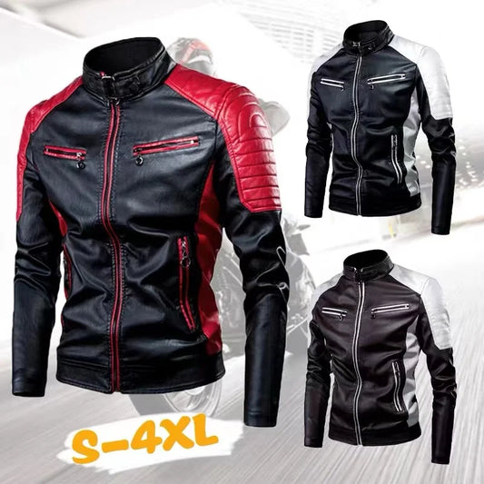 Men's Faux Leather Motorcycle Jacket - Bikers PU Jacket 2024