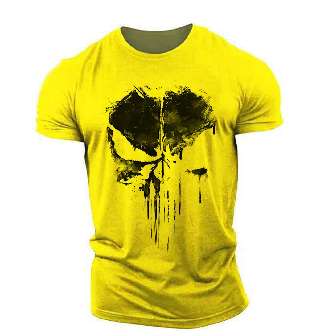 Men's Punisher Skull Print T-shirt - Summer Short Sleeves Top 2024