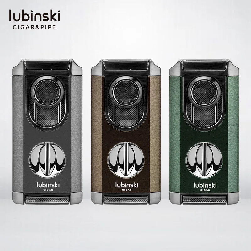 LUBINSKI 2-in-1 Metal Butane Torch Lighter & V-shaped Cigar Cutter - Street Dreams USA