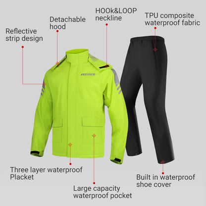 Men's Waterproof Motorcycle Rain Suit - Rain Coat and Pant Set Online