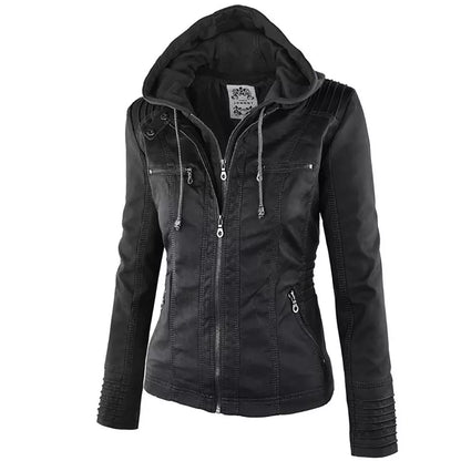 Women's Faux Leather Motorcycle Jacket - Street Dreams USA