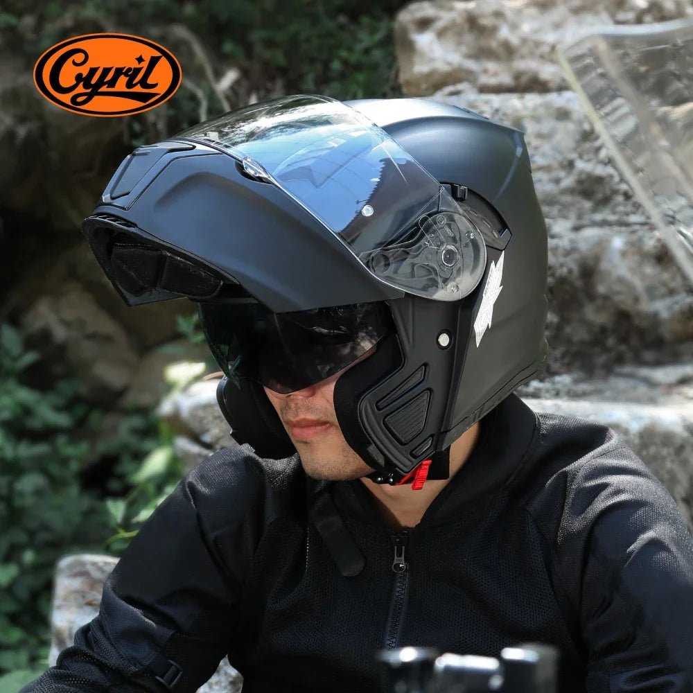 CYRIL Dual Visor Modular Flip-up Helmet - Bikers Safety Gear Online