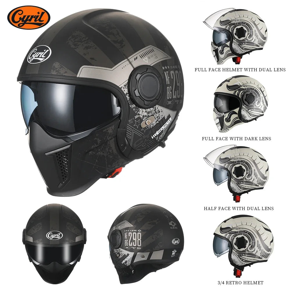 Cyril Modular Motorcycle Helmet Full Face Helmet with Double Lens DOT APPROVED - Street Dreams USA