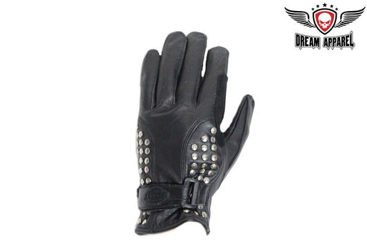 Women's Full Finger Leather Gloves With Studs