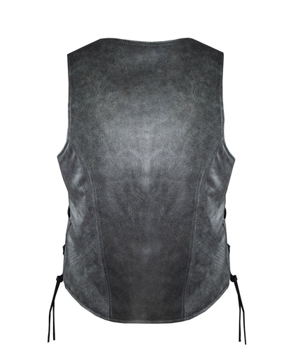 Women's Grey Zipper Front Vest Side Laces With Concealed Carry Pockets